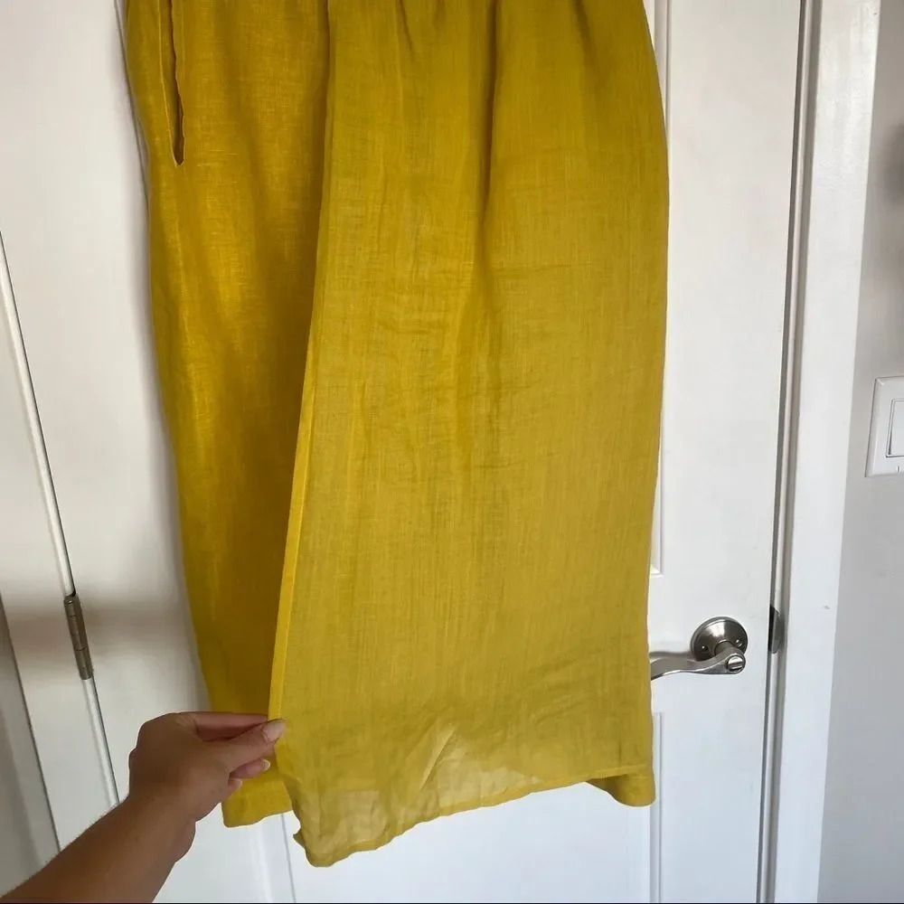 NWOT Banana Blue Aliana Linen Mustard Yellow Pants - Picture 3 of 12